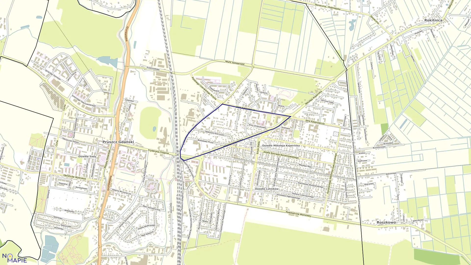 Mapa obrębu Obręb 11 w mieście Pruszcz Gdański