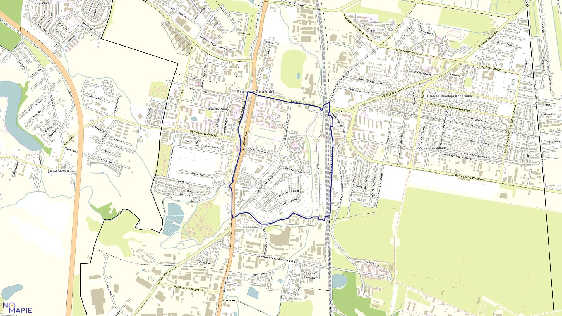 Mapa obrębu Obręb 12 w mieście Pruszcz Gdański