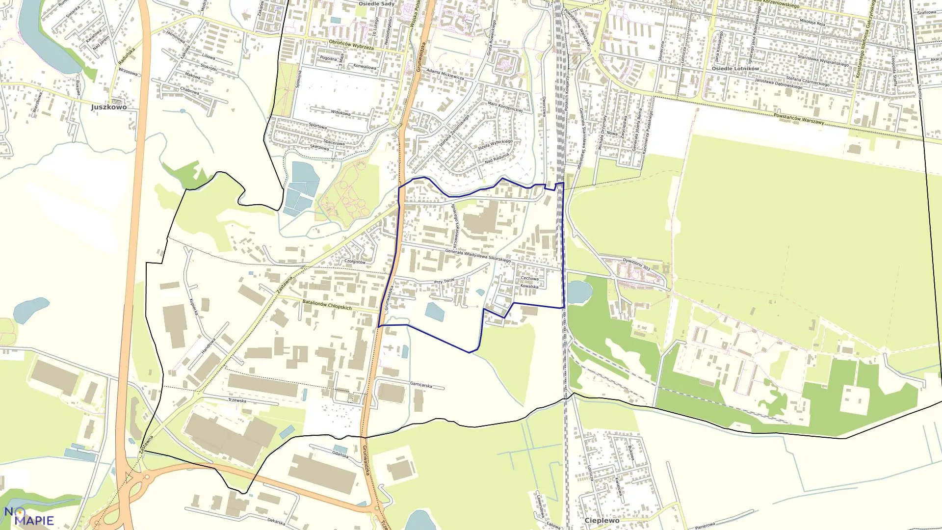 Mapa obrębu Obręb 15 w mieście Pruszcz Gdański