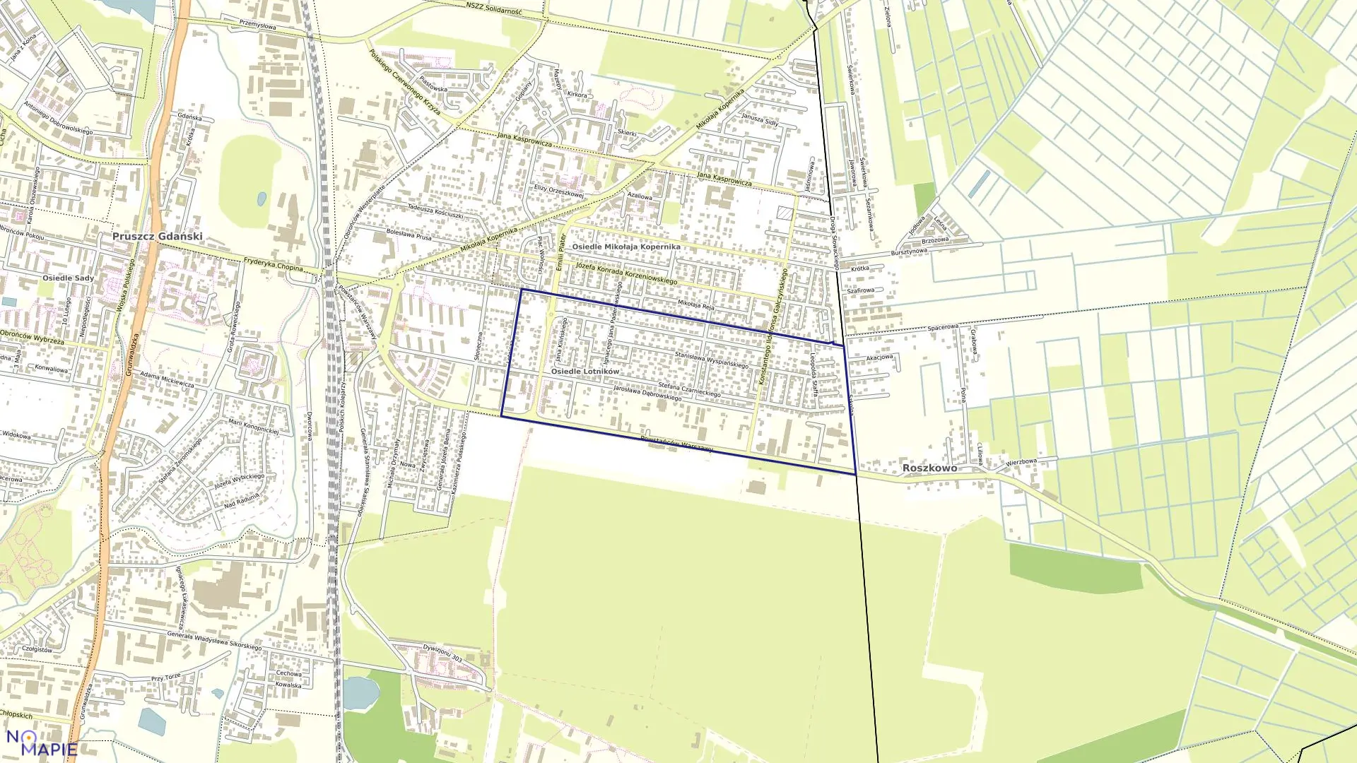 Mapa obrębu Obręb 17 w mieście Pruszcz Gdański