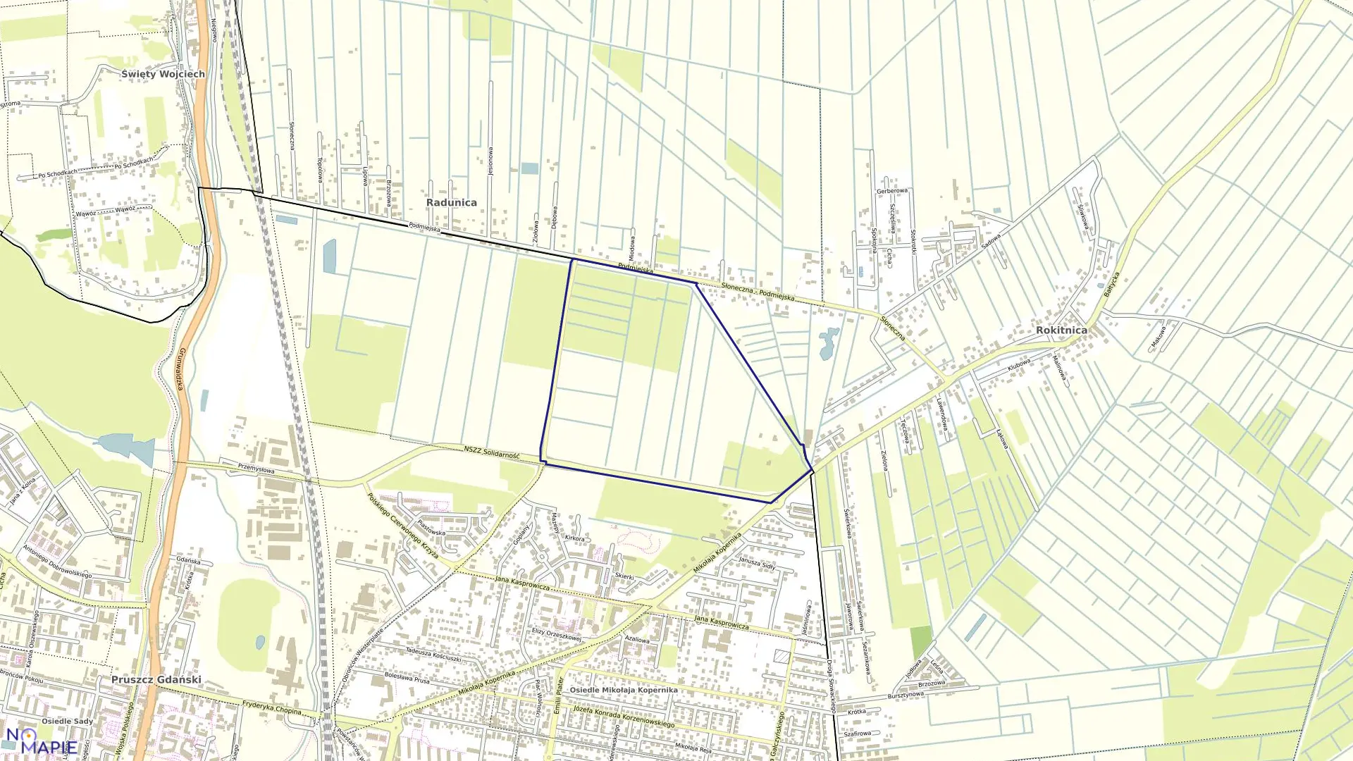 Mapa obrębu Obręb 4 w mieście Pruszcz Gdański